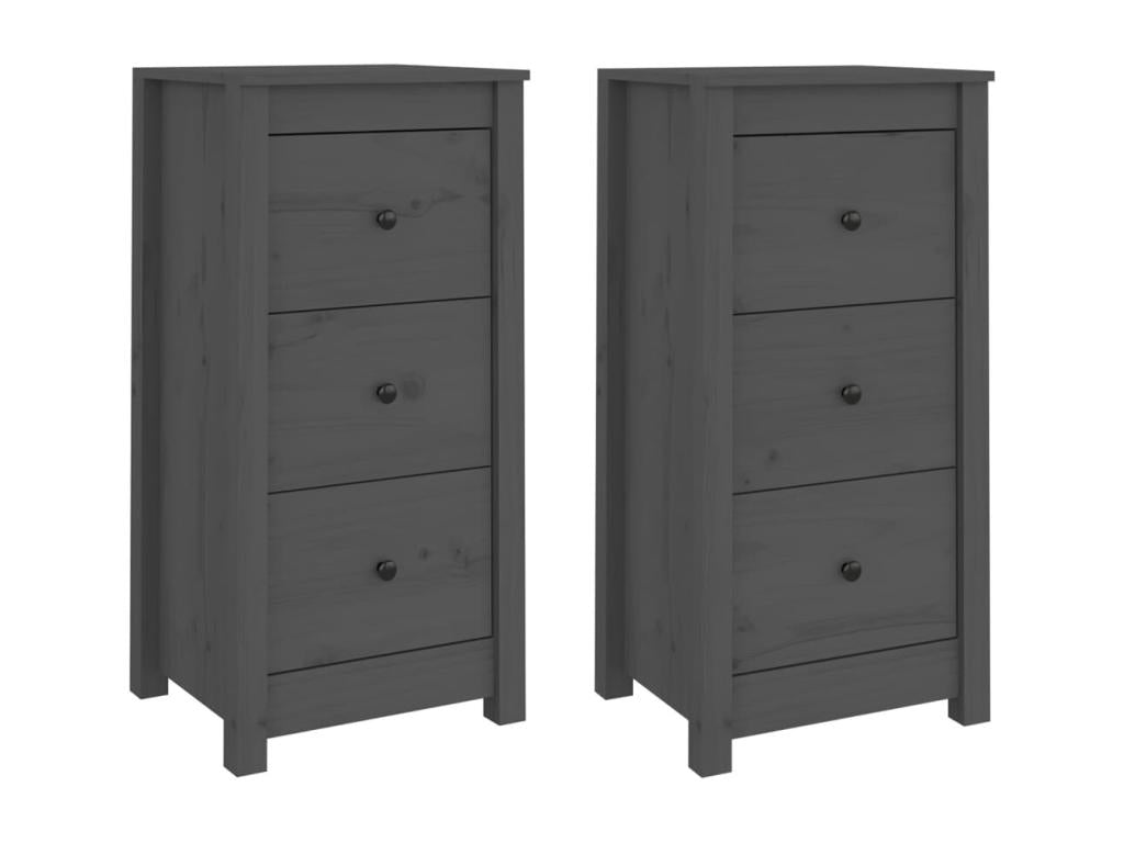Buffets 2 pcs Gris 40x35x80 cm Bois massif de pin EWEZ83555