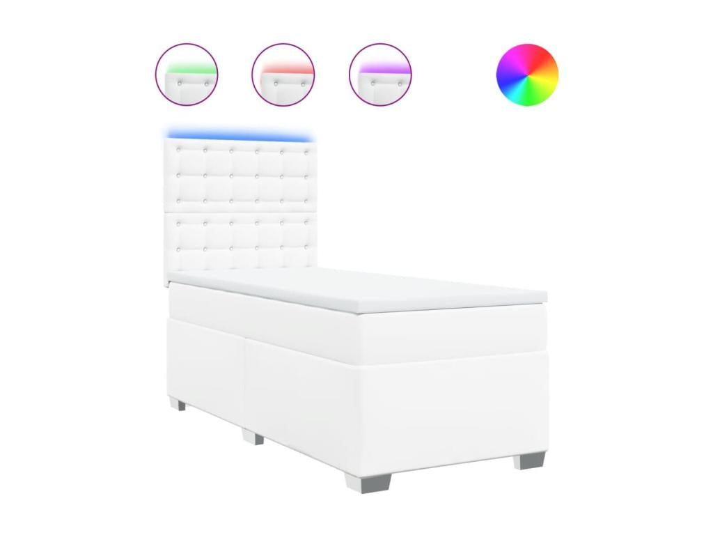 Domopure bed base with mattress, white, 80x200 cm, faux leather, JTJL18059