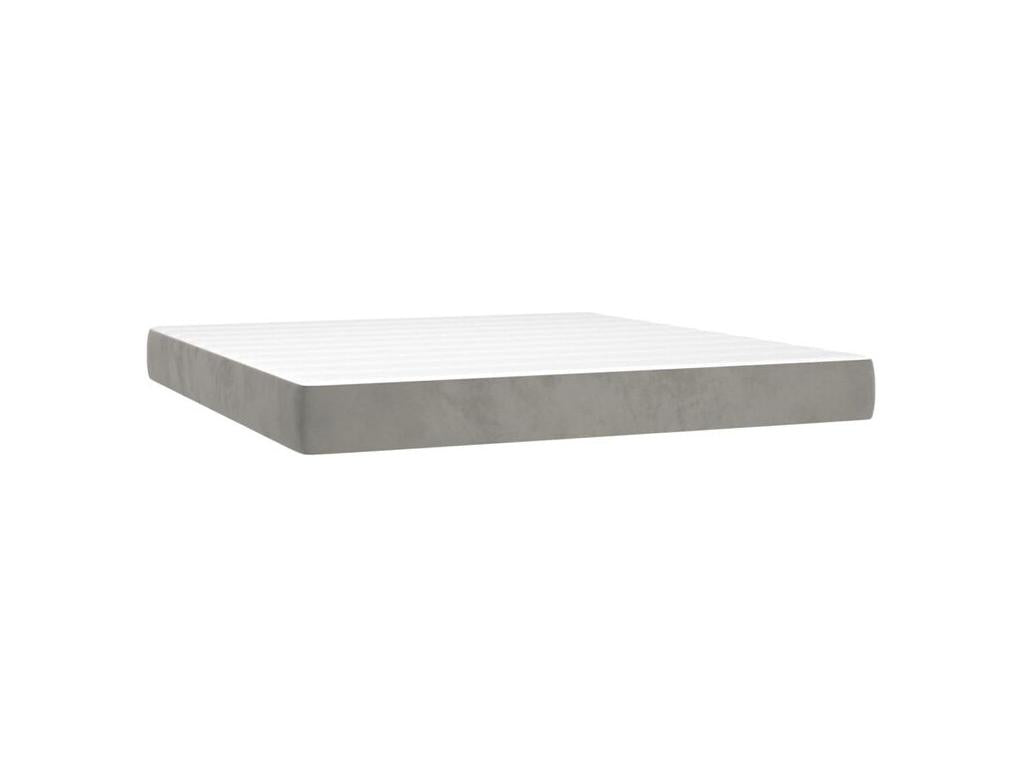 Domopure bed base and mattress, light grey, 160x200 cm, velvet, YTZL95256