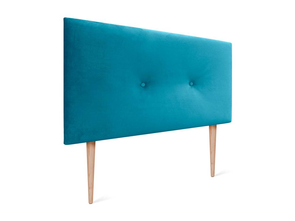 Domopure Smooth Velvet Headboard with Buttons 90x105 with Bed Legs 80/90 - Light Blue QZSJ37638