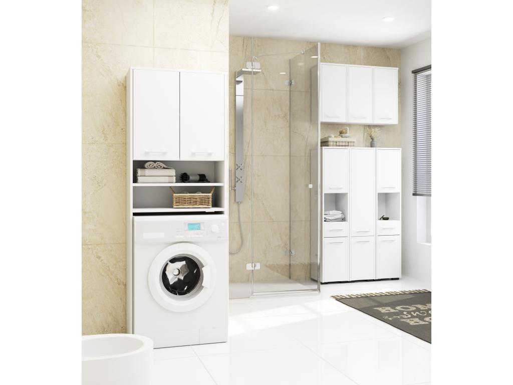 armoire salle de bains blanche 60x22x60 cm 2 portes SGNX48049