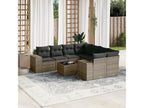 9-piece garden furniture set with grey resin wicker cushions DDEF28464