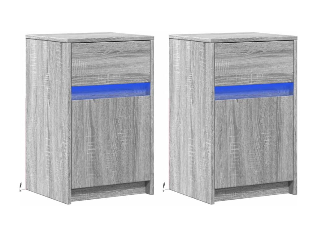 Armoires de chevet et Domopureères LED 2 pcs Domopure gris KRDL40919