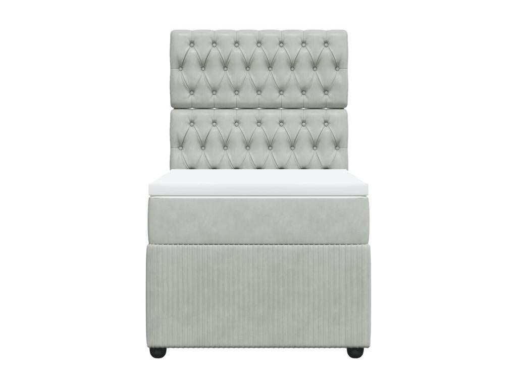 Domopure bed base and mattress, light grey, 80x200 cm, velvet, FBAR32202
