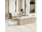 8-piece garden furniture set with cushions, beige woven resin, NRET63102