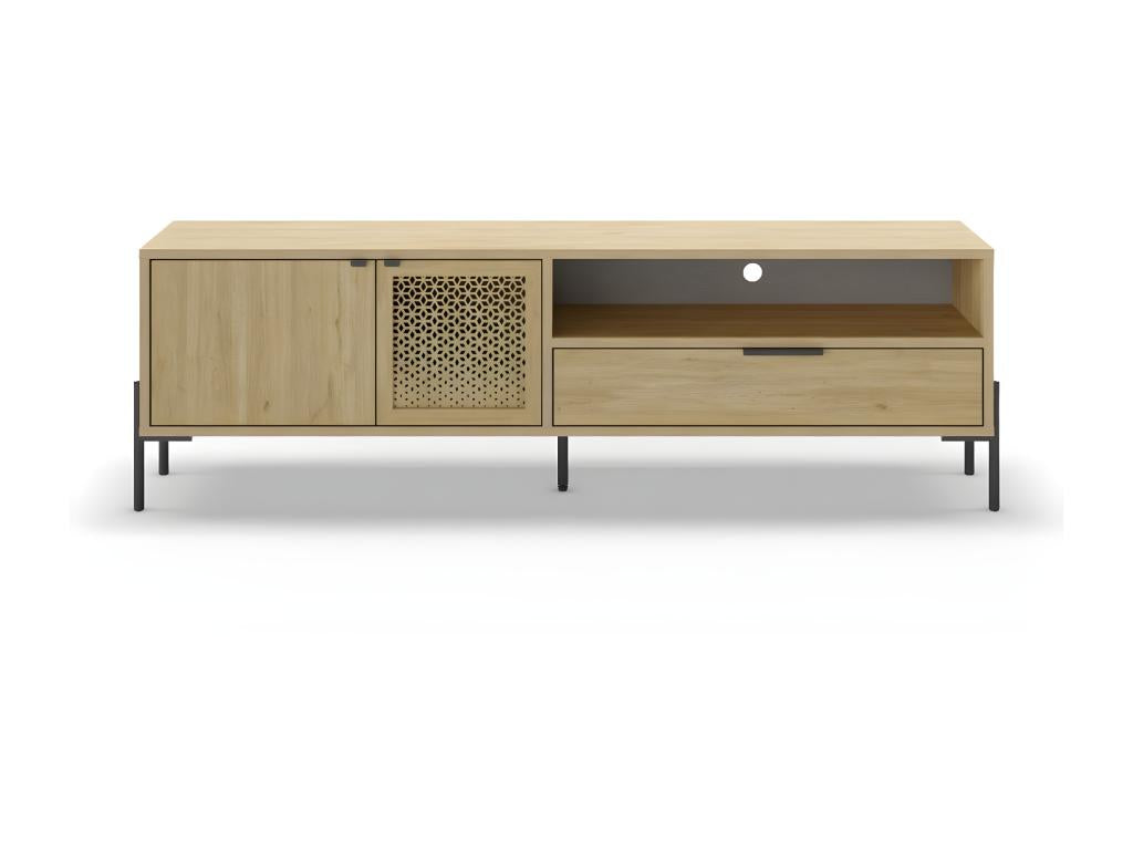 Meuble TV 2 Portes 1 Tiroir 1 Niche L160 cm - Domopure QZMW70294