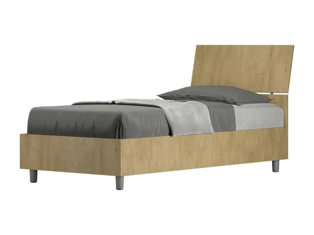 Domopure Wooden Bed with Slanted Headboard - Light Brown - 80x200 CRJJ52292