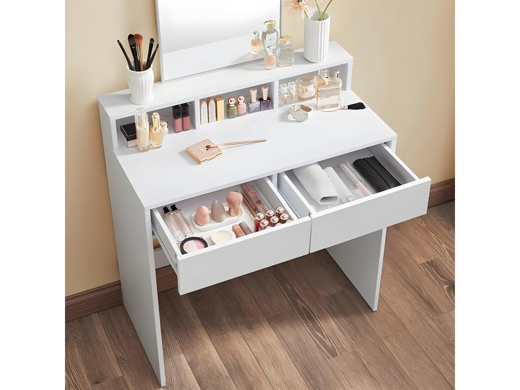 White dressing table with 1 mirror and 2 drawers - W80 x H140 cm MZAN52896