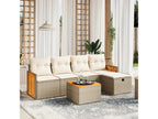 Garden furniture set with cushions, 6 pieces, beige woven resin, YUAW66848