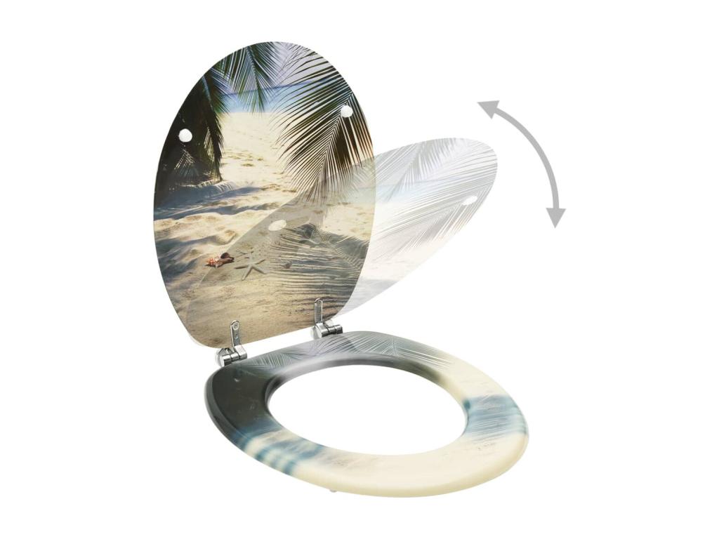 Toilet seat with wood-effect lid, 42.5x35.8x5.3 cm, 02 0002932 FGQD64125