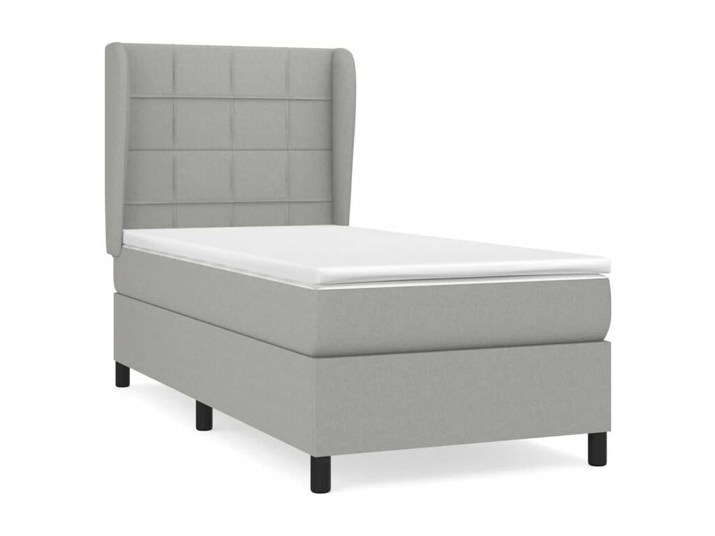 Sommier à Decohaute de lit avec matelas Gris clair 100x200 Tissu FDHA55424