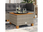 Domopure Premium - Grey garden table 55x55x36 cm woven resin and wood Domopure QGOJ44616