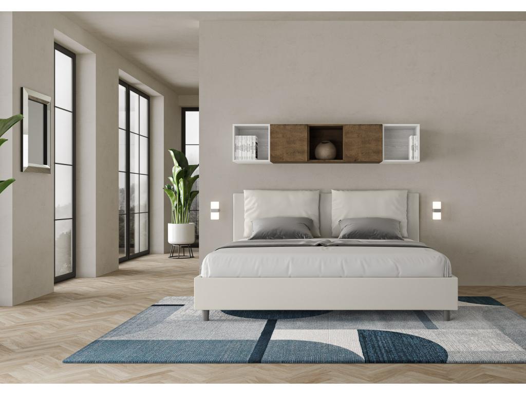Lit avec sommier rembourrée 180x190 similicuir blanc Domopure NJSC19966