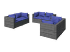 6-piece garden furniture set with cushions, grey woven resin ZGAL55508