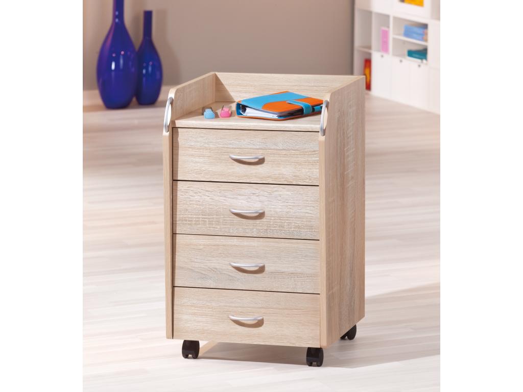 Domopure FACL24186 College 4-Drawer Office Pedestal 65cm Oak