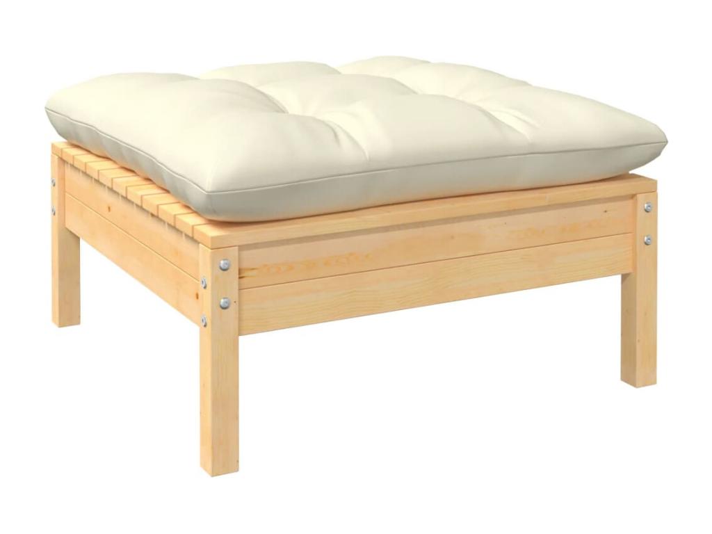 Salon de jardin 6 pcs avec coussins crème bois de pin UBNM38531