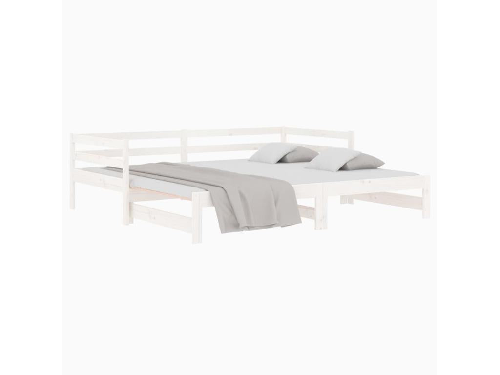 White Sliding Bed 2x 80x200 cm Solid Pine Wood XZJT54153