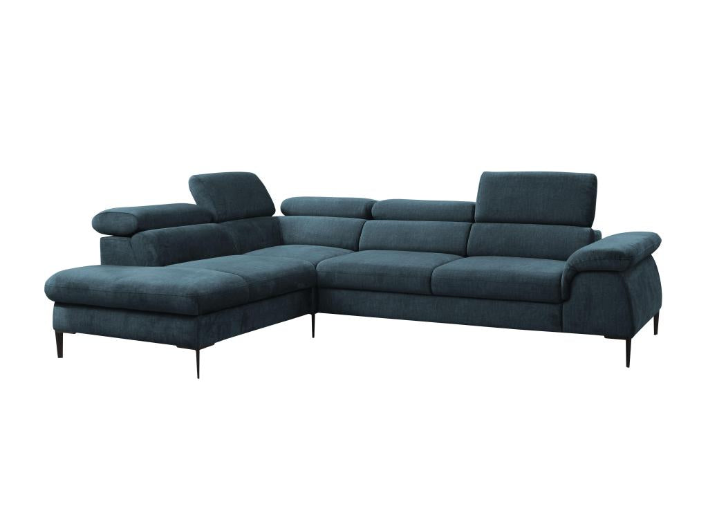 Grand canapé d'angle gauche convertible en velours bleu nuit SEPINA de Domopure BTCH76736