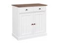 Domopure - Buffet 2 Portes 2 Tiroirs Bois Massif Vernis Sepia et Blanc TVJH92915
