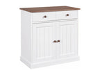 Domopure - Buffet 2 Portes 2 Tiroirs Bois Massif Vernis Sepia et Blanc TVJH92915