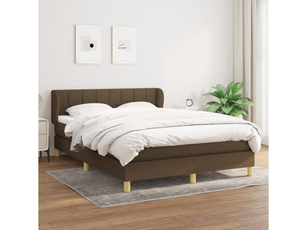 Upholstered bed base with mattress, dark brown, 140x190 cm, VSIO28077