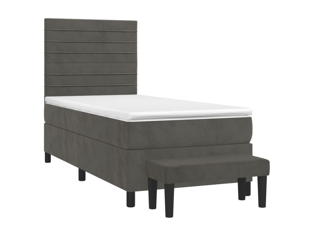 Domopure bed base and mattress, Dark Grey 90x190 Velvet QNKT04660