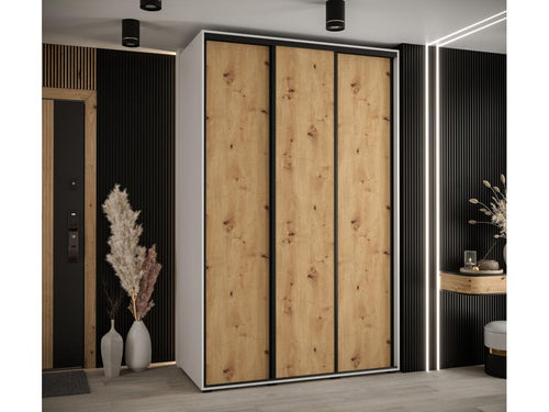 Domopure 1 Sliding Door Wardrobe 235.2/150/60 3 Doors White/Dompure/Black FBTI31433