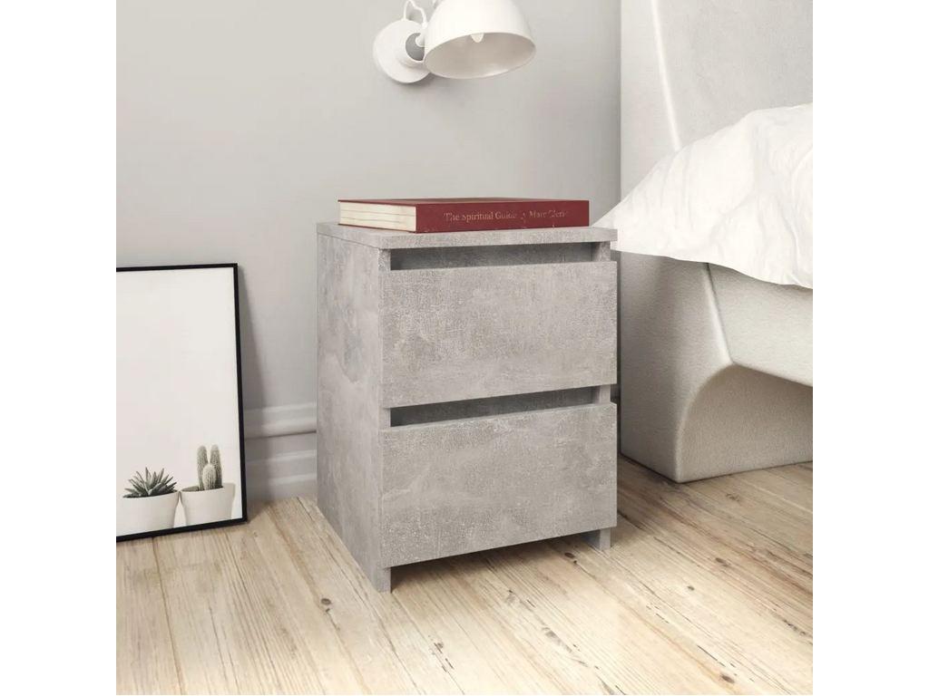 Table de chevet 2 tiroirs bois gris effet béton Ricio FFRC45244