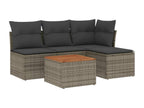 Salon de jardin 5 pcs avec coussins gris résine tressée VNYU90627