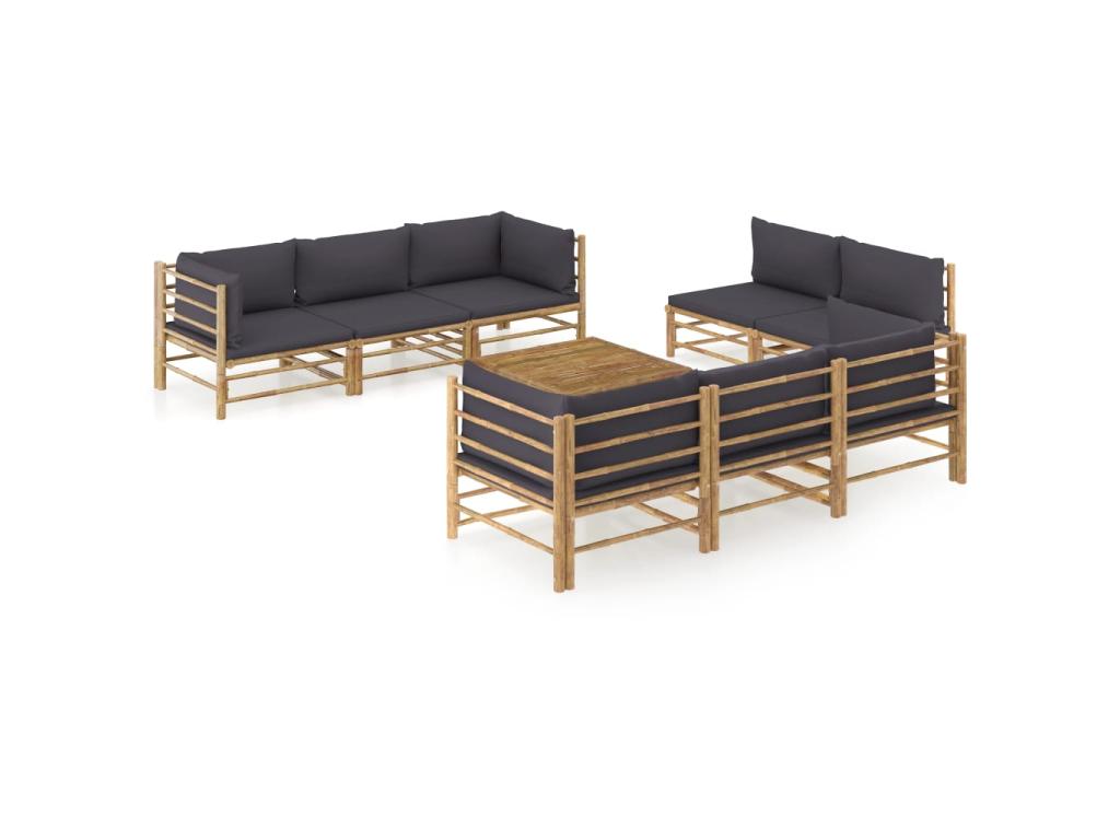 Domopure 2 XTYB19868 9-piece garden furniture set with dark grey cushions