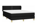 Upholstered bed base with mattress, black, 140x190 cm, fabric, WEWF42261