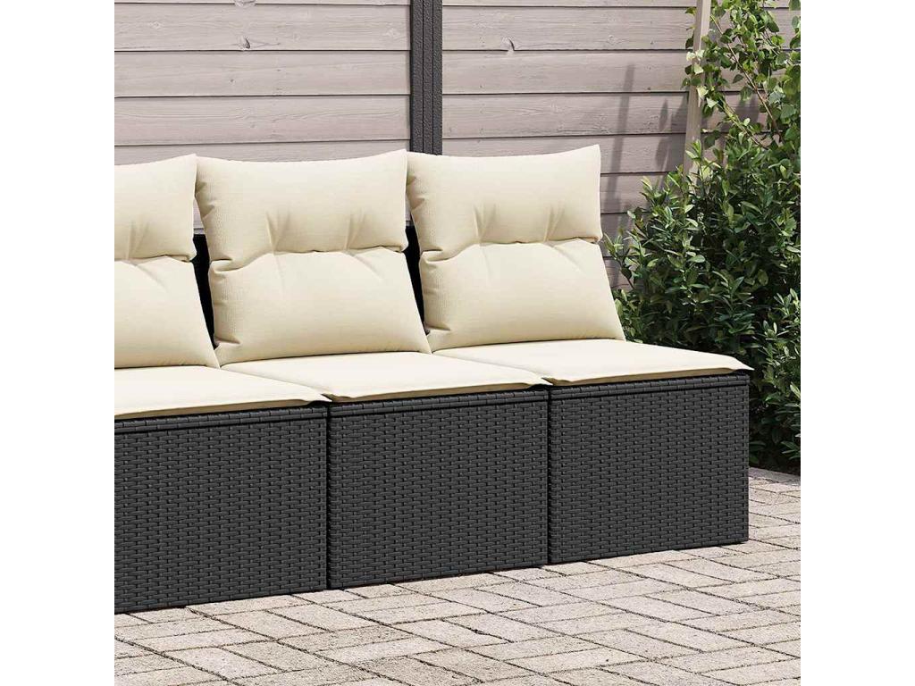 Salon de jardin avec coussins 2 pcs noir résine tressée Domopure WFVI02398