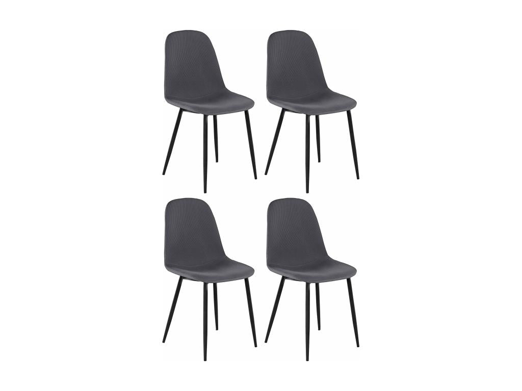 Decohaute - Lot de 4 chaises en tissu anthracite WVTX15369