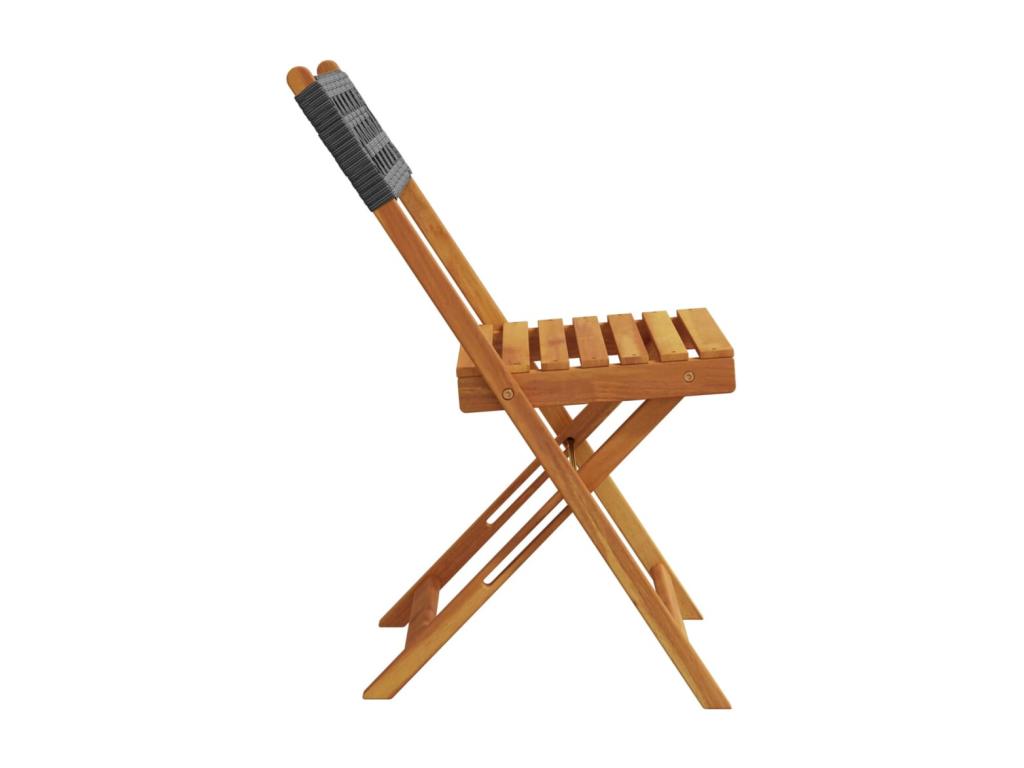 Folding garden chairs, set of 6, black poly rattan, solid wood, MDZY33736