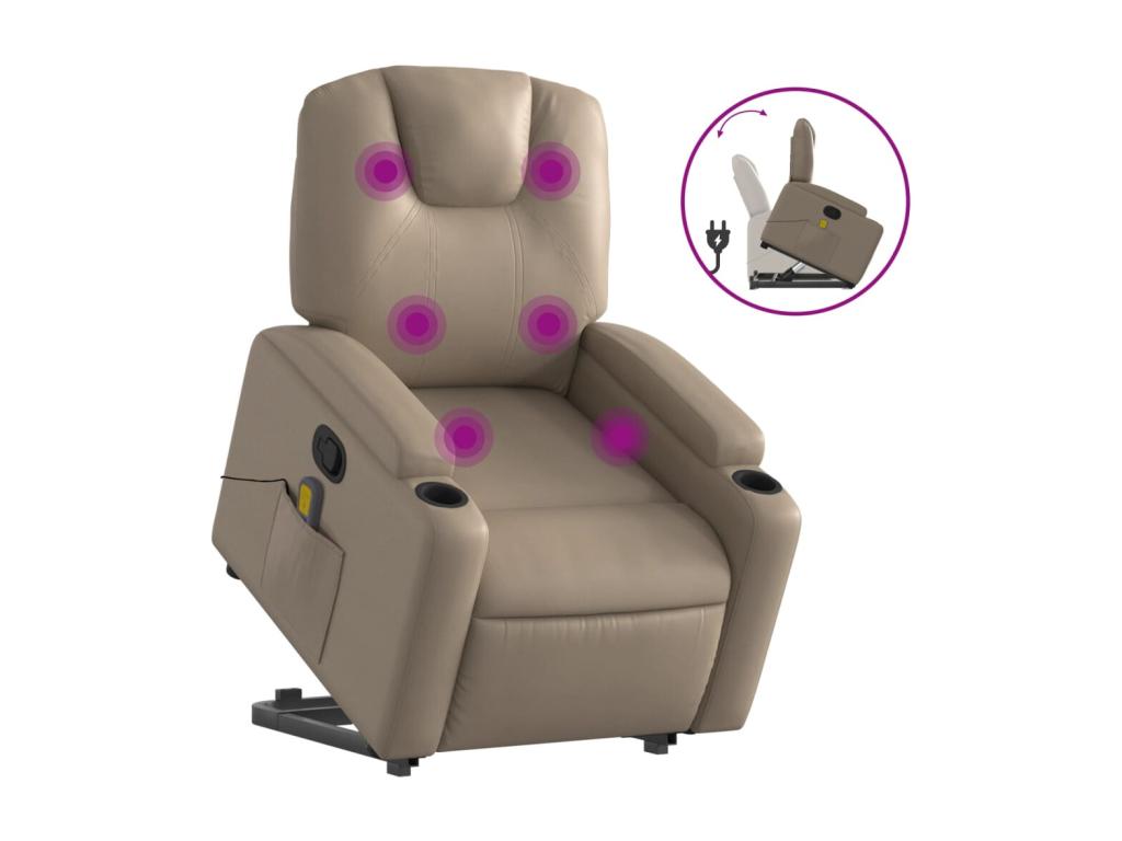 Cappuccino Faux Leather Reclining Massage Chair VZOA16650