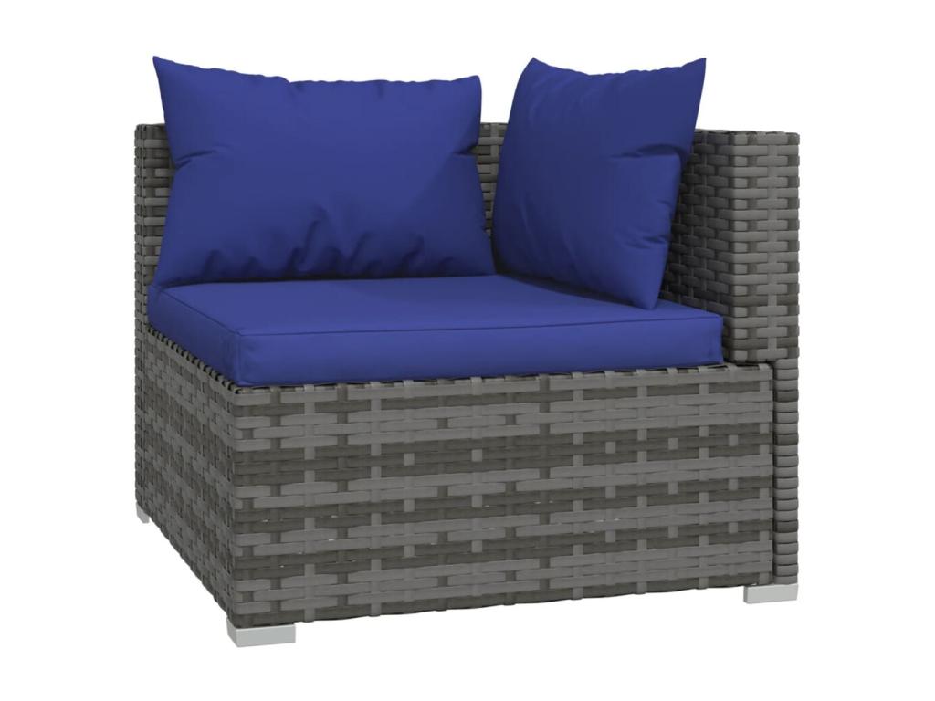 6-piece garden furniture set with cushions, grey woven resin ZGAL55508