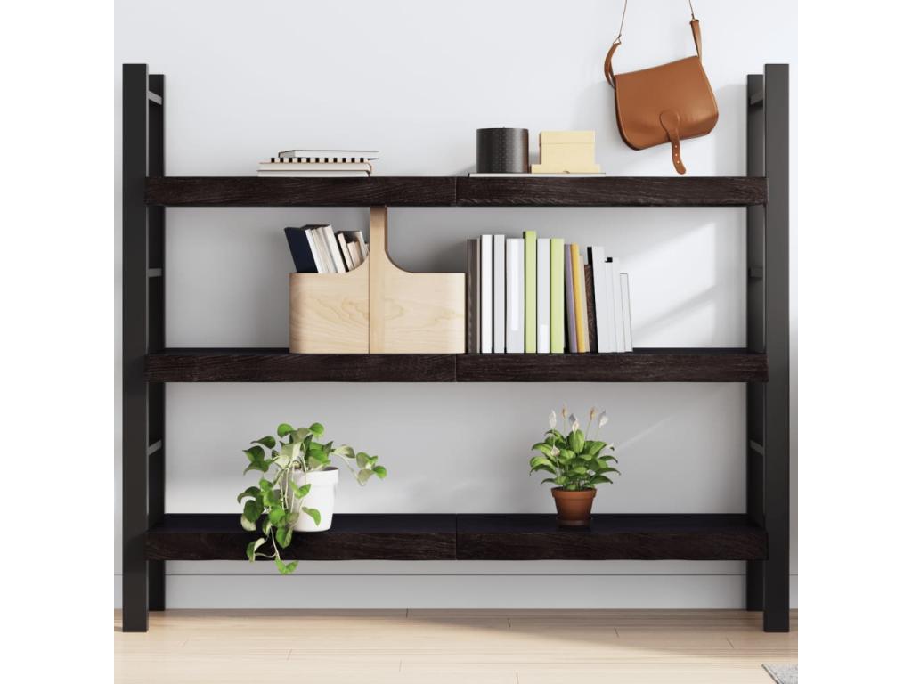 Dark brown wall shelf, solid treated oak wood TSNM20295