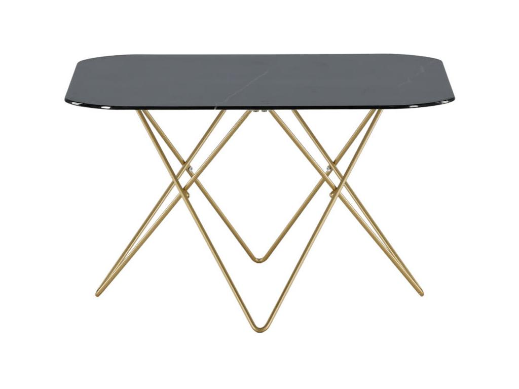 Decohaute Coffee Table 80x80 cm Glass with Black Marble Finish. BSOZ72195