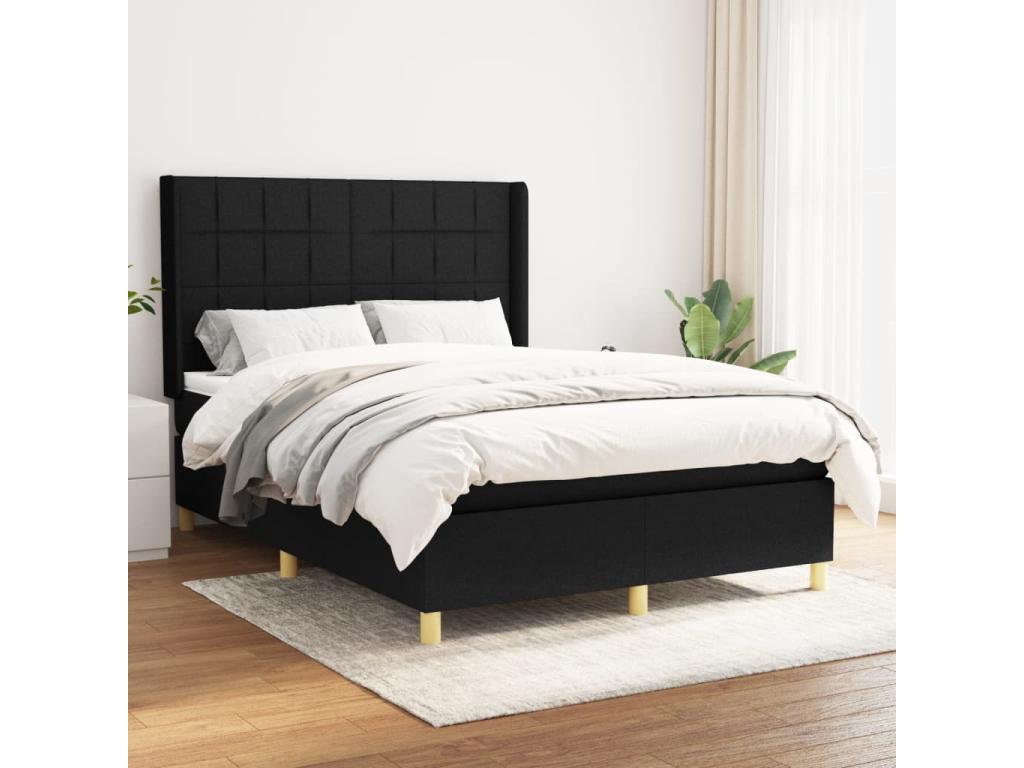 Domopure bed base with mattress, black, 140x190 cm, fabric, VHGT02028