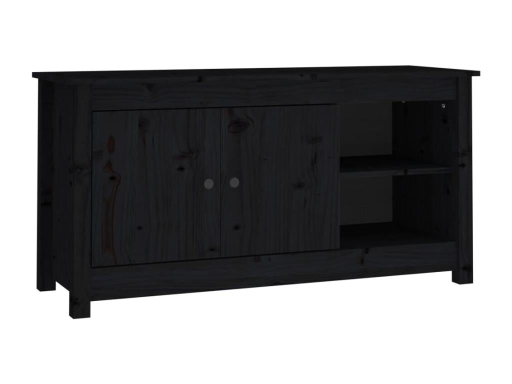Meuble TV Noir 103x36.5x52 cm Bois de pin massif OZDO17536