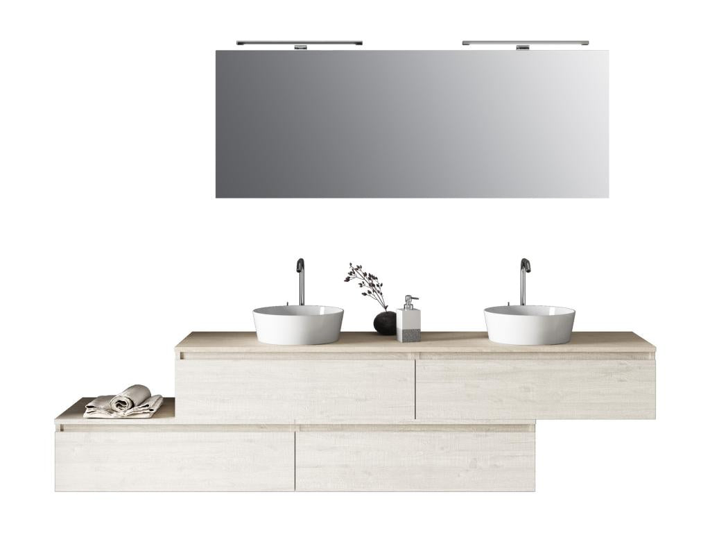 Ensemble de salle de bain double vasque 9 pièces Domopure ZRBE25733