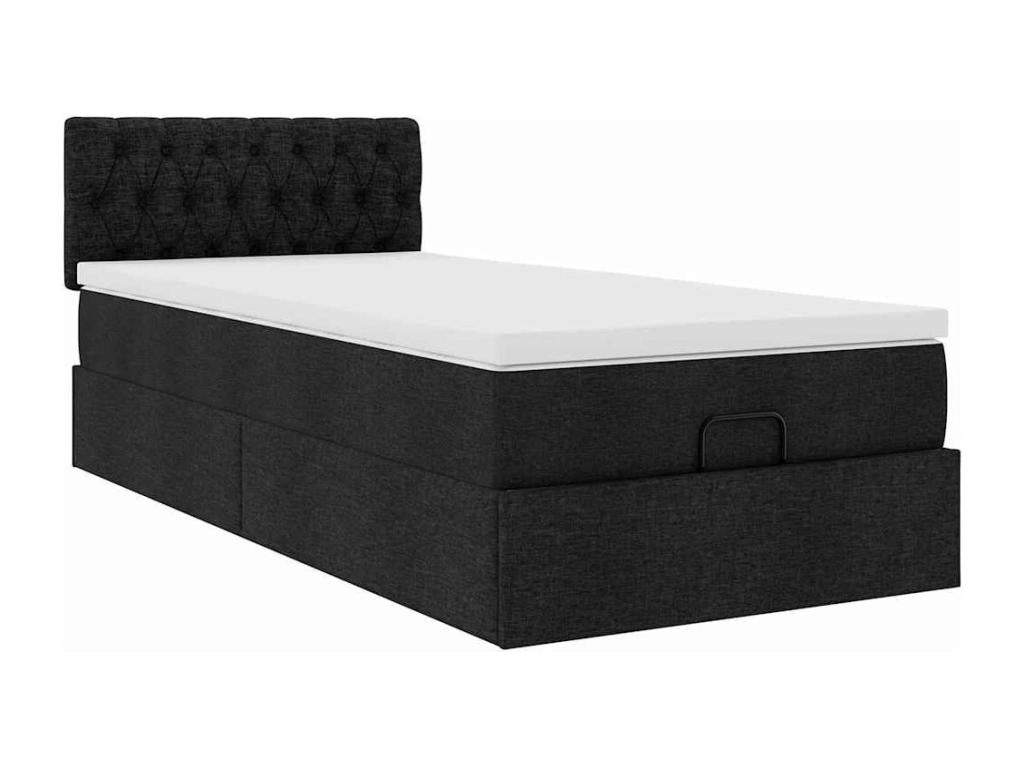 Ottoman bed frame with black mattress 80x200 cm fabric MIIR25214