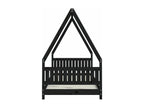 Black children's bed frame 90x200 solid pine wood HGPJ42458