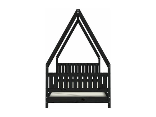 Black children's bed frame 90x200 solid pine wood HGPJ42458