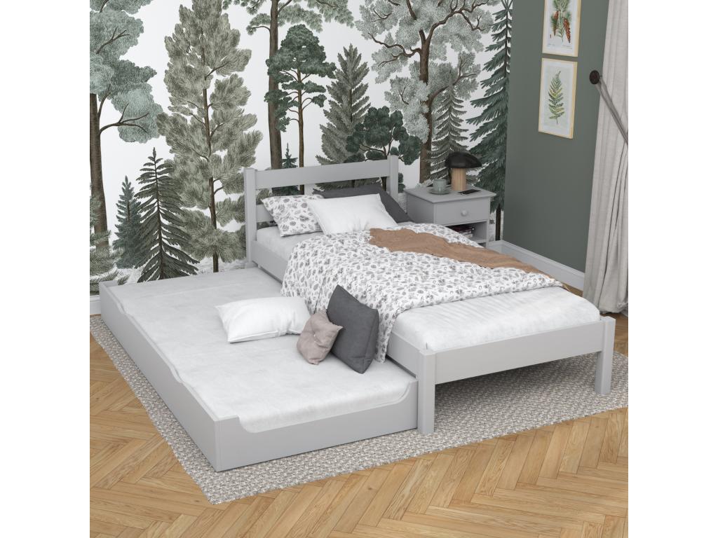 Wooden trundle bed N01 Grey 80x200 NCQJ95120