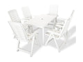 7-Piece Outdoor Dining Set, White Plastic, YHPC62811