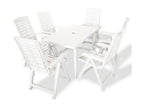 7-Piece Outdoor Dining Set, White Plastic, YHPC62811