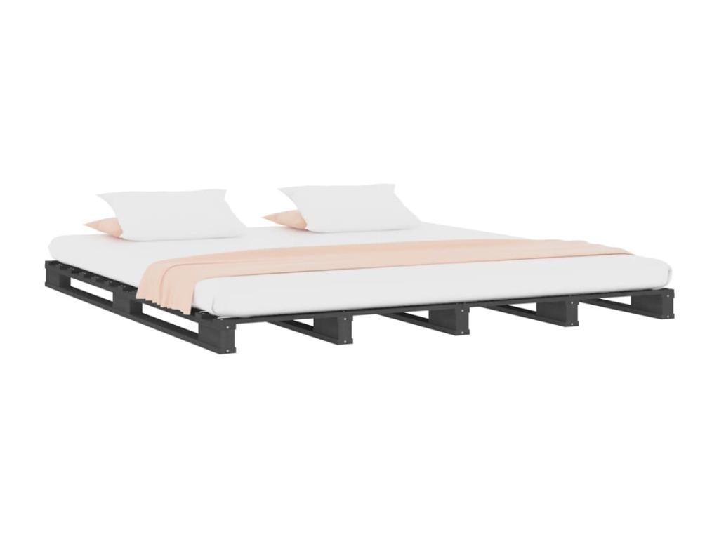 Pallet bed without mattress, grey, 120x200 cm, solid wood, ZWXU41104