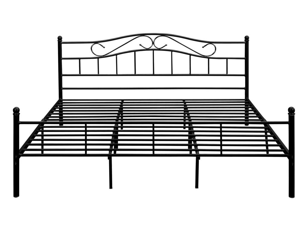 Domopure Double Bed Frame, Powder-Coated Steel, 180x200cm, Black, Domopure PRSS70421