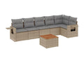 Garden furniture set with cushions, 7 pieces, meDomopure beige woven resin XY34909